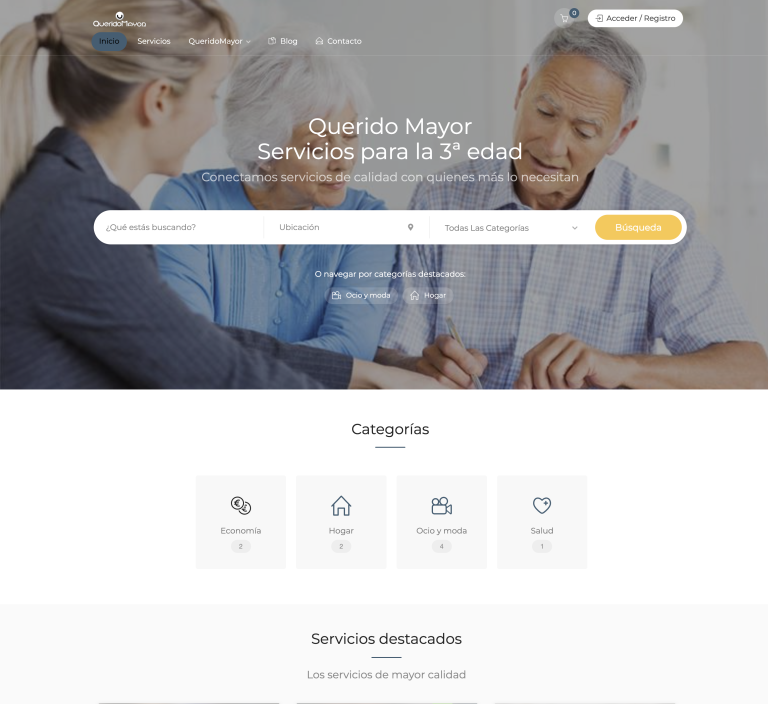 QueridoMayor: plataforma geolocalizada de servicios para mayores