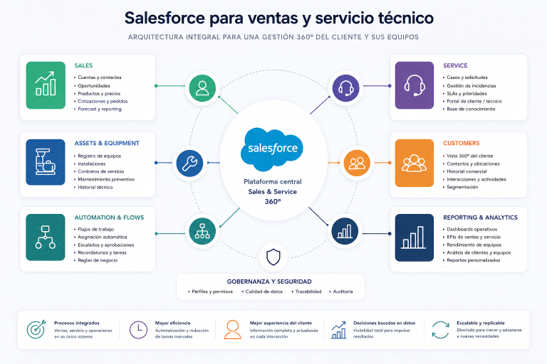 Salesforce para ventas y servicio técnico en empresa industrial
