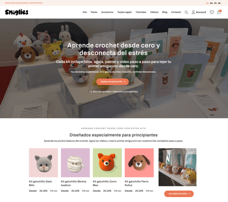 The Snuglies: ecommerce educativo y plataforma e-learning