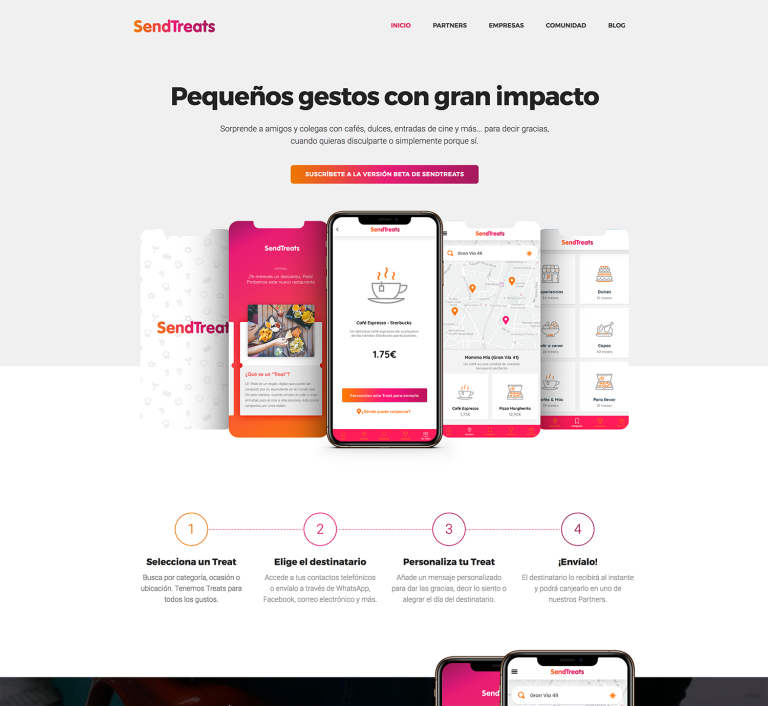 SendTreats: ecommerce web y app para regalos redimibles en tienda